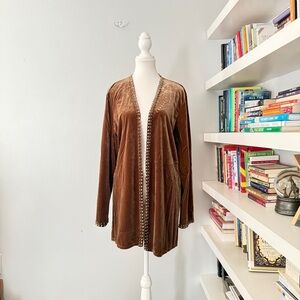 Double D Ranch Brown Brown Crushed Velvet Jacket Duster sz Large